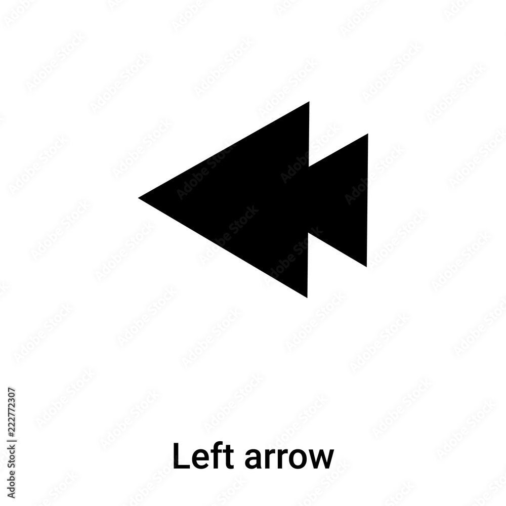 Left arrow icon vector isolated on white background, logo concept of Left arrow sign on transparent background, black filled symbol