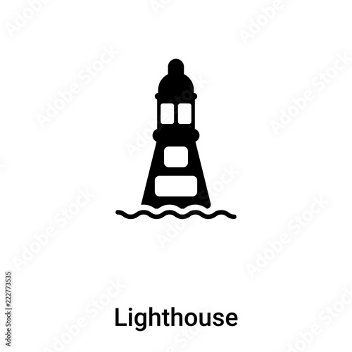 Lighthouse icon vector isolated on white background, logo concept of Lighthouse sign on transparent background, black filled symbol