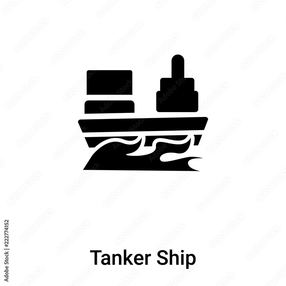 Tanker Ship icon vector isolated on white background, logo concept of Tanker Ship sign on transparent background, black filled symbol Tanker Ship icon vector isolated on white background, logo concept of Tanker Ship sign on transparent background, black filled symbol