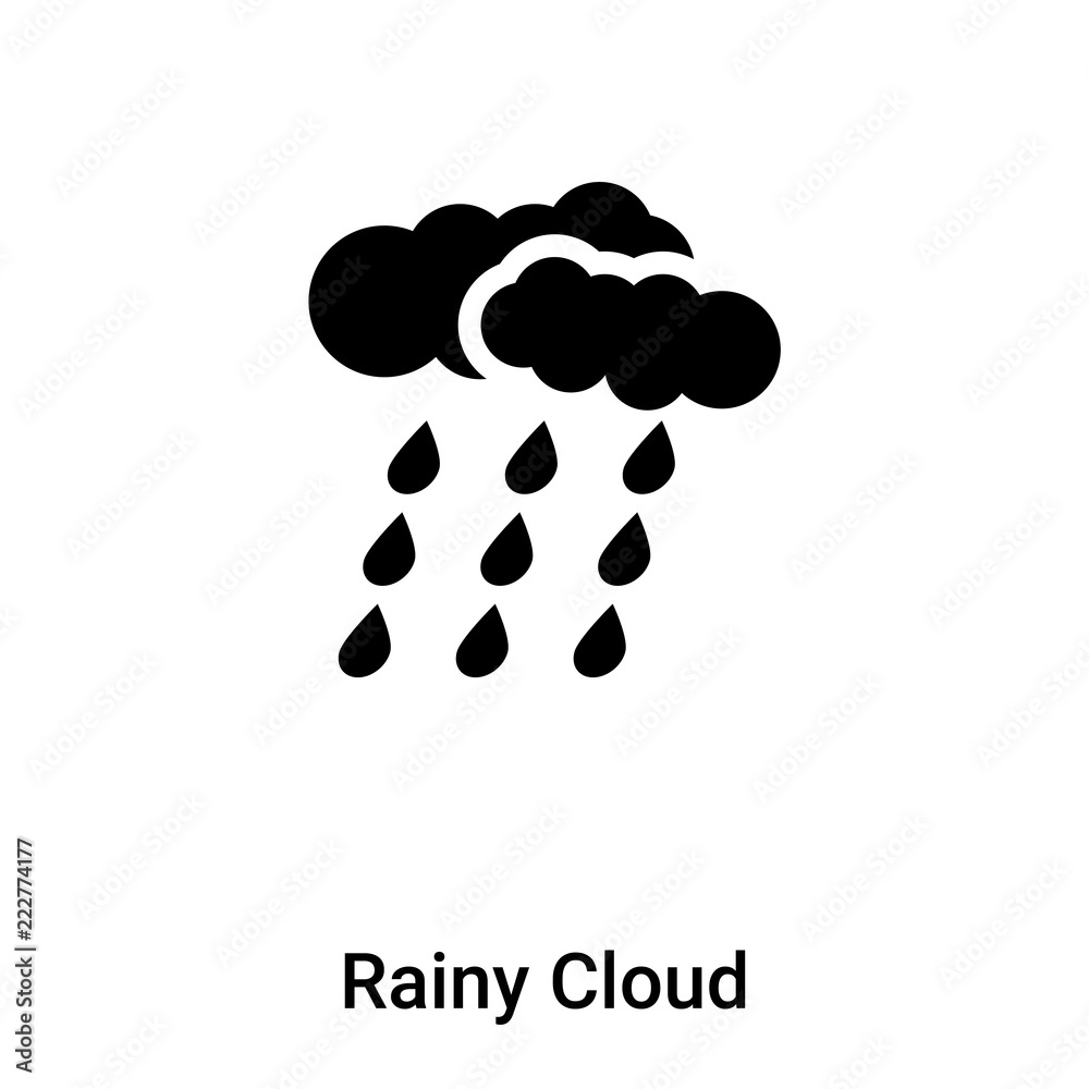 Rainy Cloud icon vector isolated on white background, logo concept of Rainy Cloud sign on transparent background, black filled symbol Rainy Cloud icon vector isolated on white background, logo concept of Rainy Cloud sign on transparent background, black filled symbol