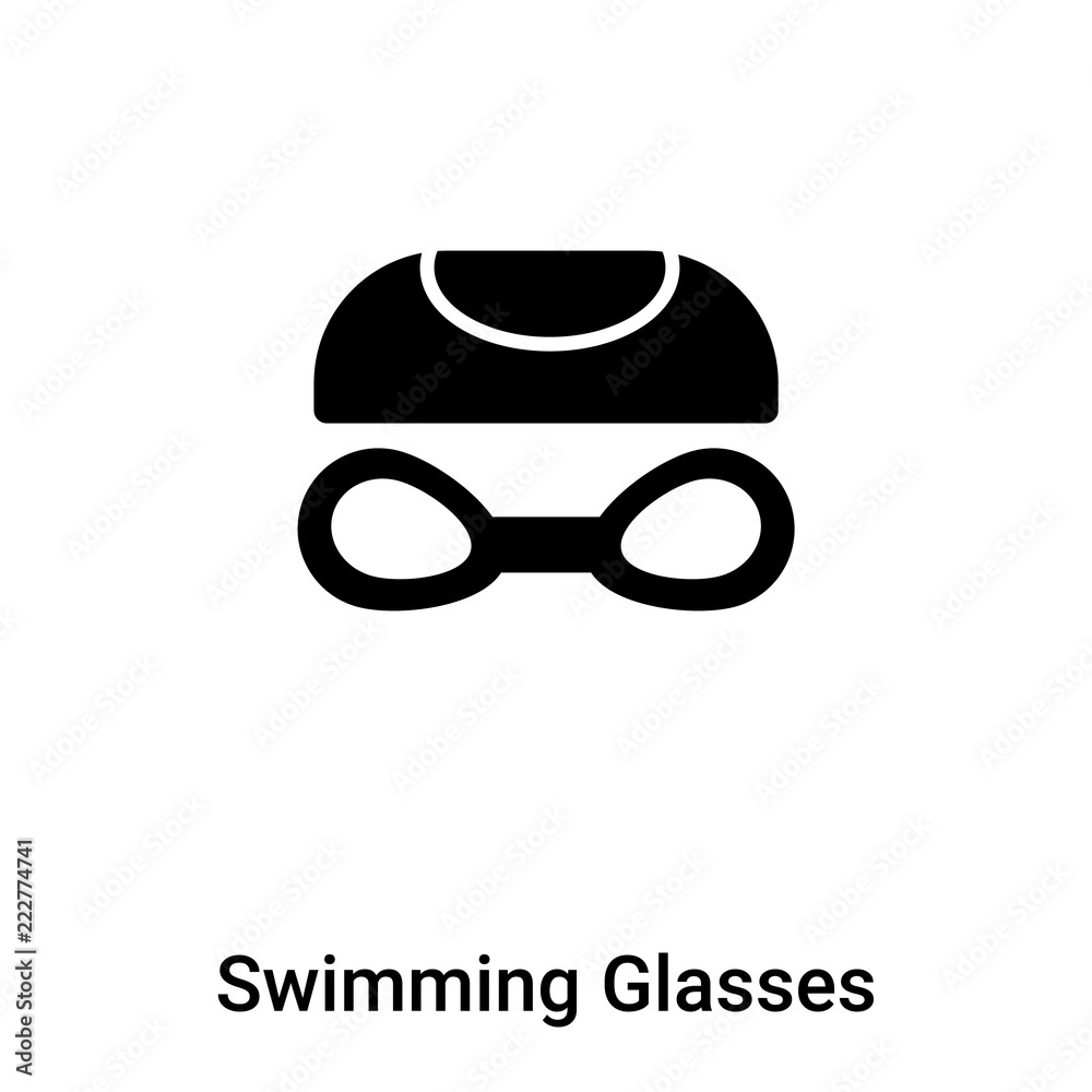 Swimming Glasses icon vector isolated on white background, logo concept of Swimming Glasses sign on transparent background, black filled symbol Swimming Glasses icon vector isolated on white background, logo concept of Swimming Glasses sign on transparent background, black filled symbol