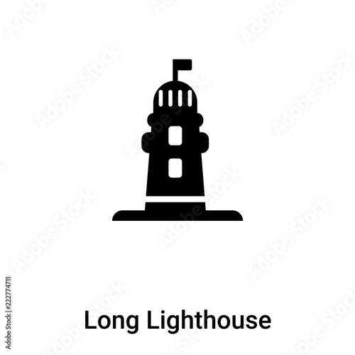 Long Lighthouse icon vector isolated on white background, logo concept of Long Lighthouse sign on transparent background, black filled symbol