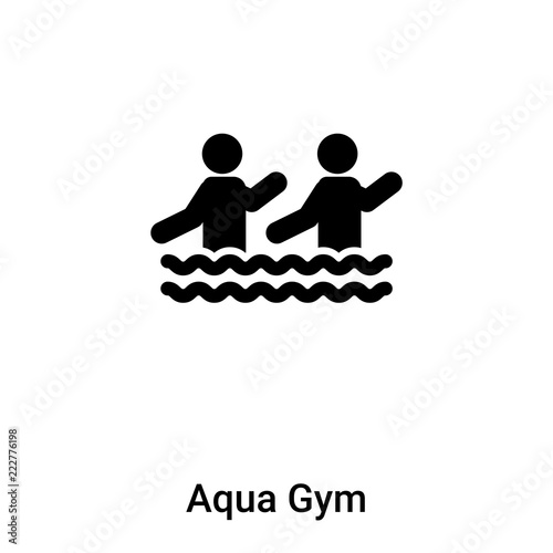 Aqua Gym icon vector isolated on white background, logo concept of Aqua Gym sign on transparent background, black filled symbol