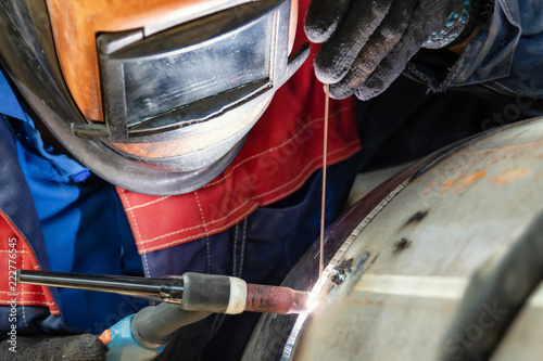 Εκτύπωση καμβά Assembly of pipeline assemblies in the Assembly shop using argon-arc welding