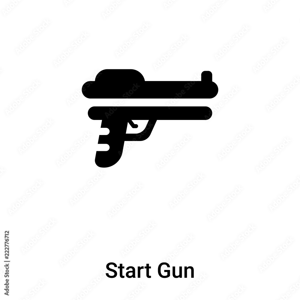 Start Gun icon vector isolated on white background, logo concept of Start Gun sign on transparent background, black filled symbol