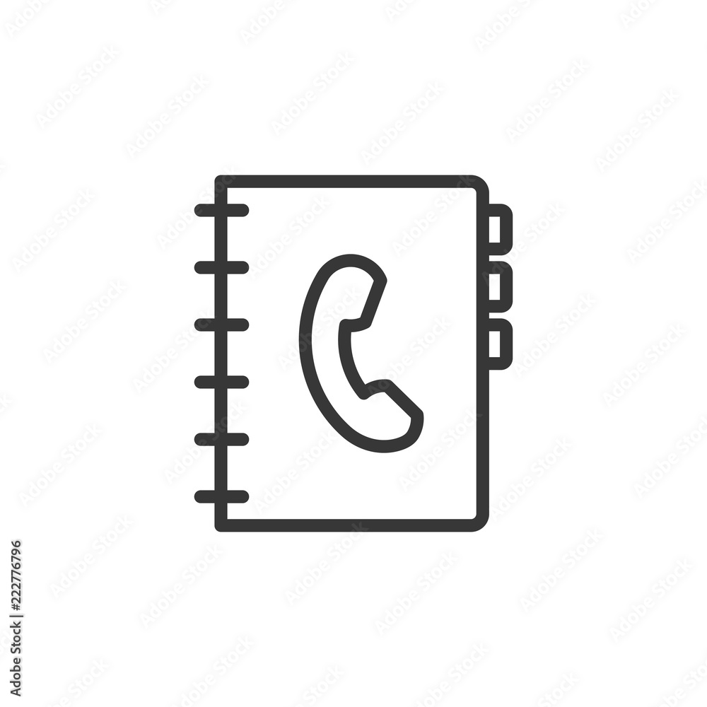adress book icon. Vector thin line phone contact list