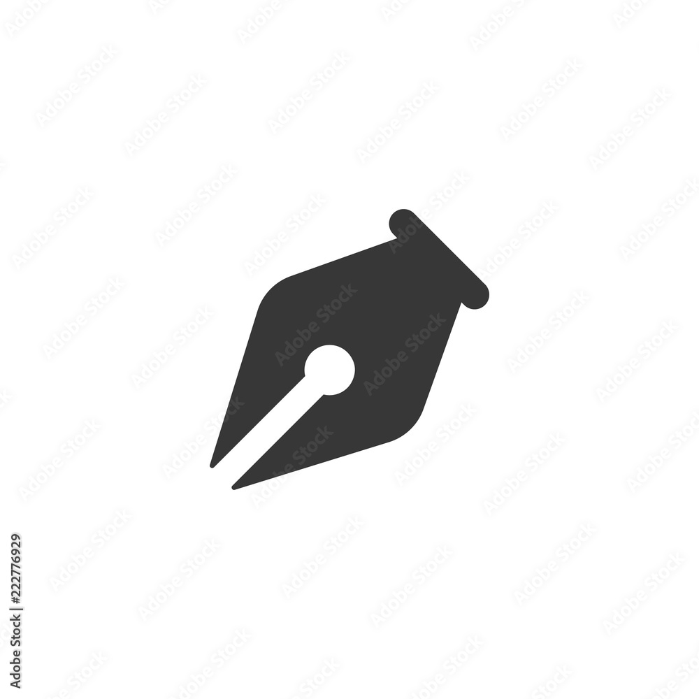 Fountain pen nib tool flat icon. Vector glyph illustration Fountain pen nib tool flat icon. Vector glyph illustration