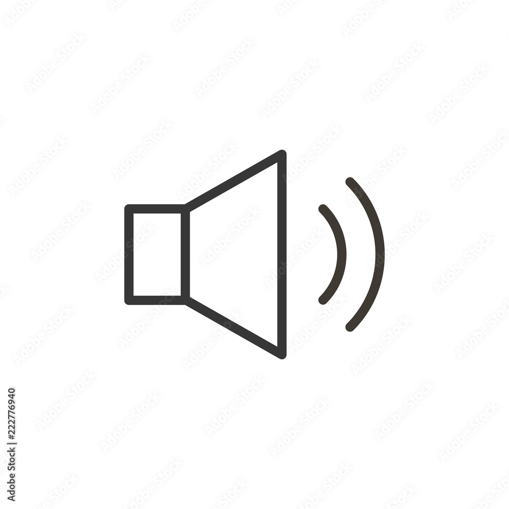 Audio or music speaker icon. Vector thin line button for interface related with music and sound Audio or music speaker icon. Vector thin line button for interface related with music and sound