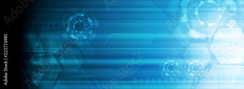 Bright blue abstract technology web banner design