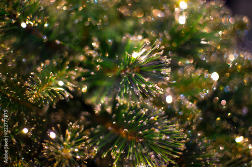 Abstract unfocused background with Christmas decorations.