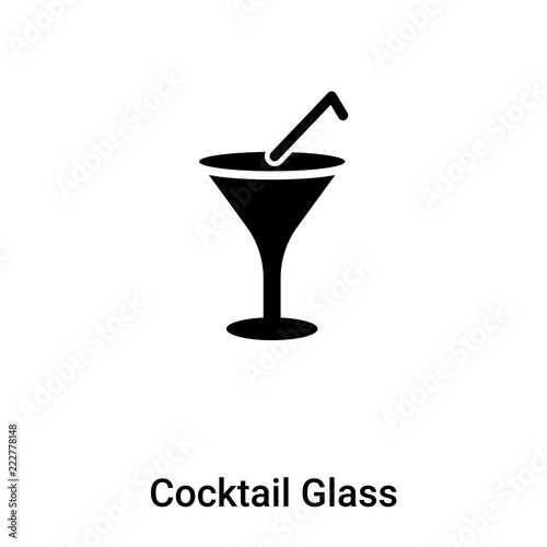 Cocktail Glass icon vector isolated on white background, logo concept of Cocktail Glass sign on transparent background, black filled symbol