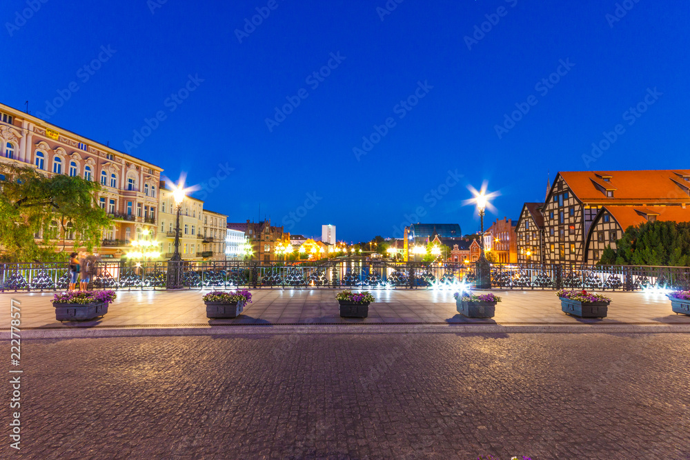 Architecture of Bydgoszcz city at Brda river in Poland.