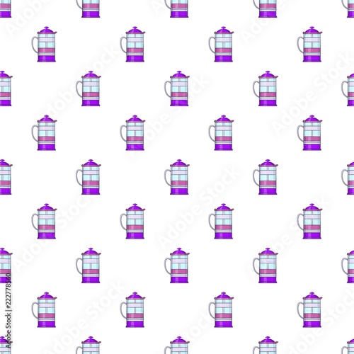 French press coffee maker pattern. Cartoon illustration of french press coffee maker vector pattern for web