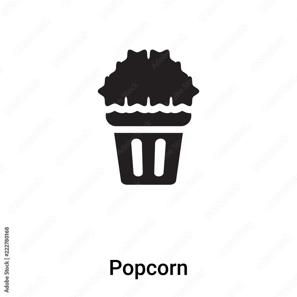 Popcorn icon vector isolated on white background, logo concept of Popcorn sign on transparent background, black filled symbol Popcorn icon vector isolated on white background, logo concept of Popcorn sign on transparent background, black filled symbol