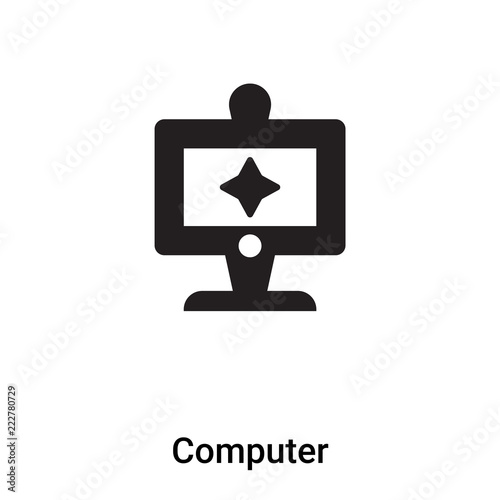 Computer icon vector isolated on white background, logo concept of Computer sign on transparent background, black filled symbol