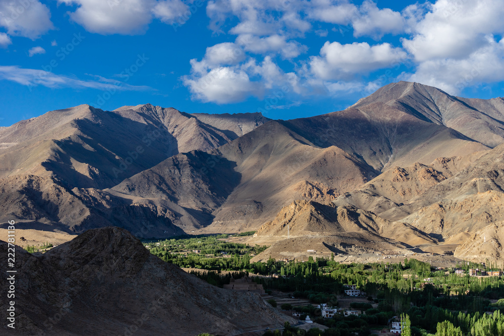 Leh Ladakh Town Landscape  in Summer Leh, Ladakh, Jammu and Kashmir, India