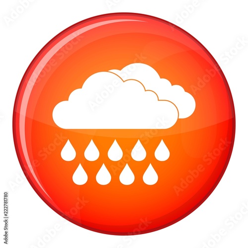 Cloud and rain icon in red circle isolated on white background vector illustration