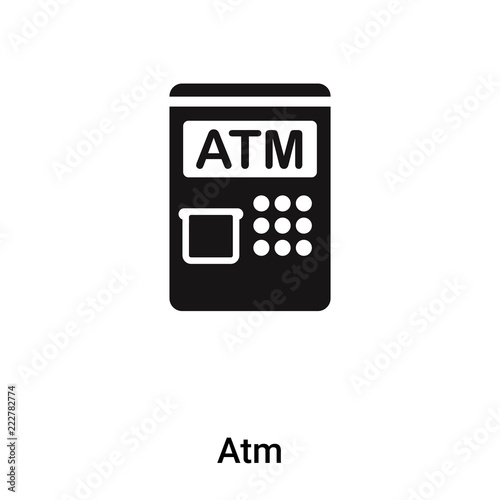Atm icon vector isolated on white background, logo concept of Atm sign on transparent background, black filled symbol