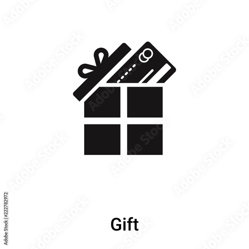 Gift icon vector isolated on white background, logo concept of Gift sign on transparent background, black filled symbol