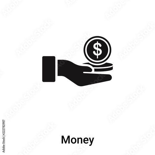 Money icon vector isolated on white background, logo concept of Money sign on transparent background, black filled symbol