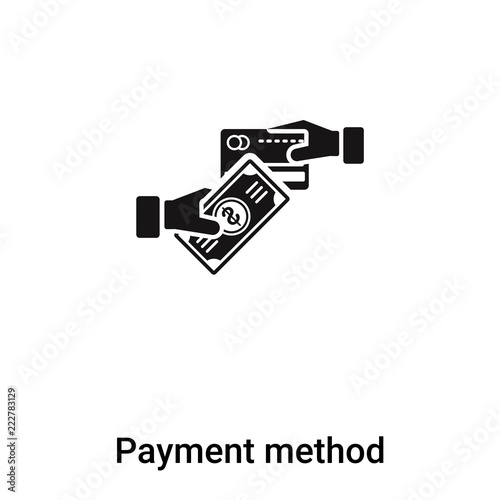 Payment method icon vector isolated on white background, logo concept of Payment method sign on transparent background, black filled symbol