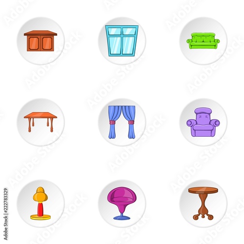 Furniture icons set. Cartoon illustration of 9 furniture vector icons for web
