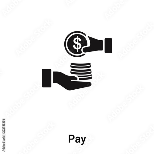 Pay icon vector isolated on white background, logo concept of Pay sign on transparent background, black filled symbol
