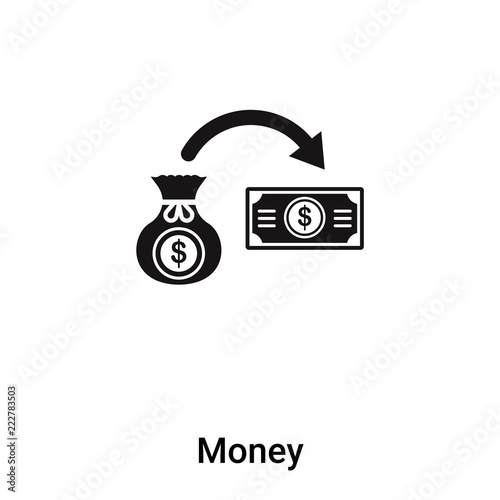 Money icon vector isolated on white background, logo concept of Money sign on transparent background, black filled symbol