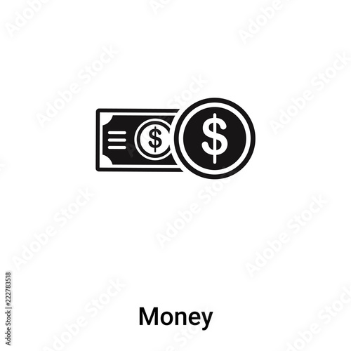 Money icon vector isolated on white background, logo concept of Money sign on transparent background, black filled symbol