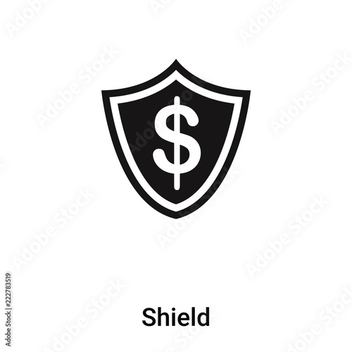 Shield icon vector isolated on white background, logo concept of Shield sign on transparent background, black filled symbol