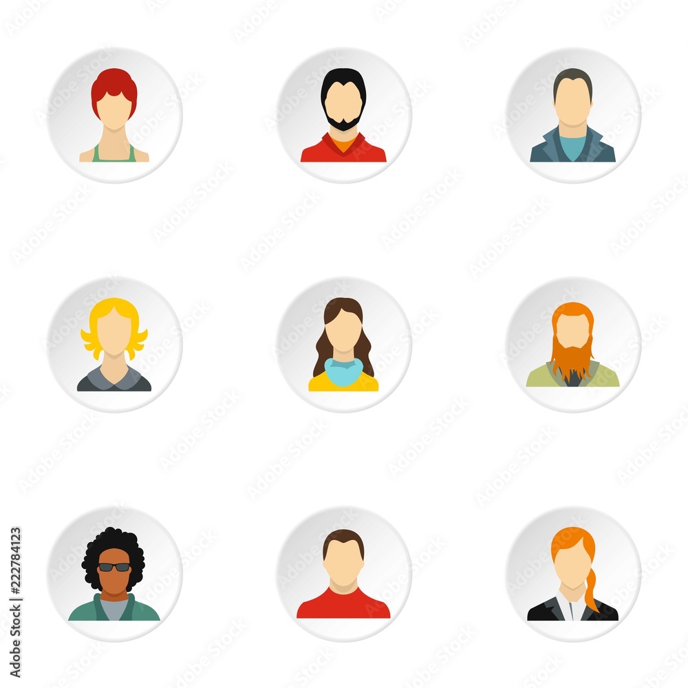 Avatar people icons set. Flat illustration of 9 avatar people vector icons for web