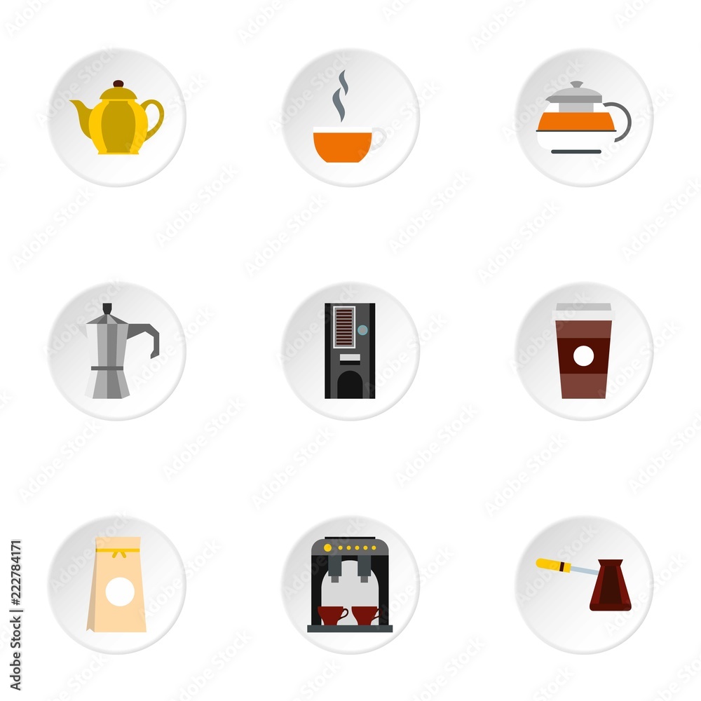 Coffee icons set. Flat illustration of 9 coffee vector icons for web Coffee icons set. Flat illustration of 9 coffee vector icons for web