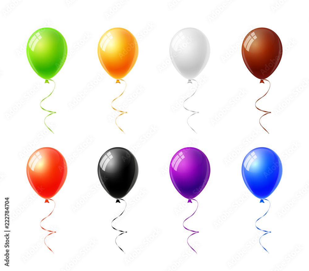 Colorful balloons set isolated on white background vector