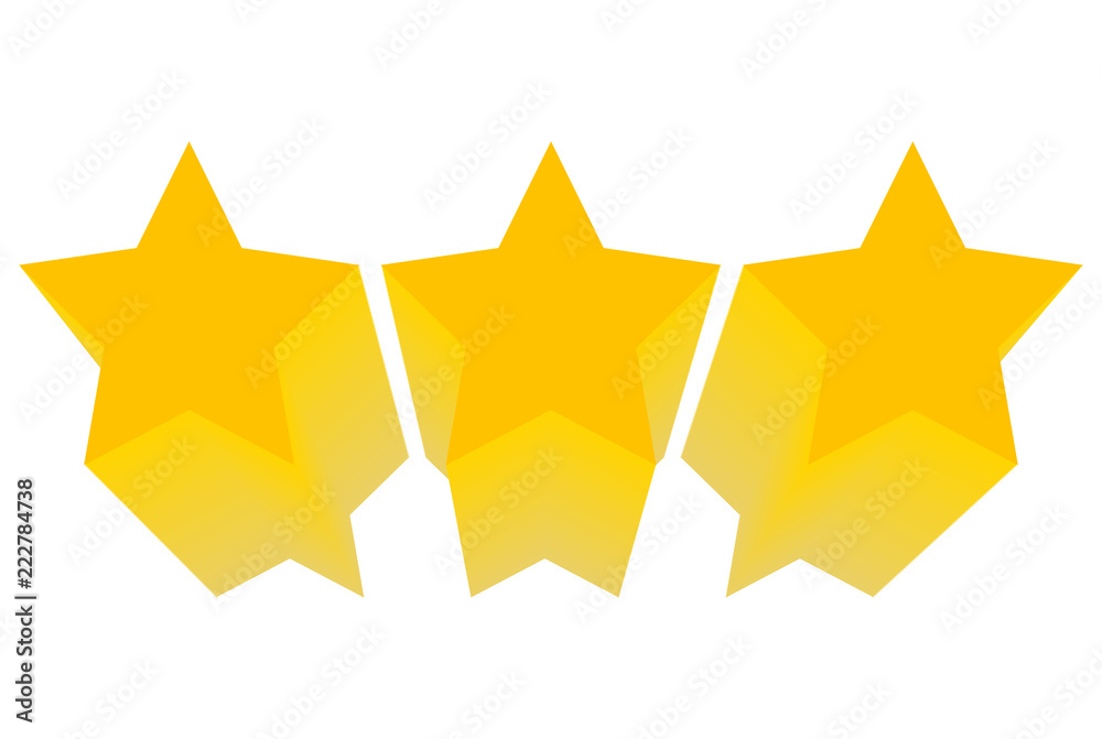Tres estrellas amarillas sobre fondo blanco. 