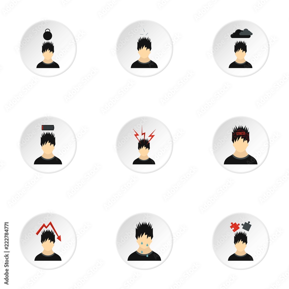 Feeling icons set. Flat illustration of 9 feeling vector icons for web Feeling icons set. Flat illustration of 9 feeling vector icons for web