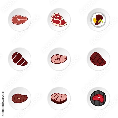 Veal icons set. Flat illustration of 9 veal vector icons for web