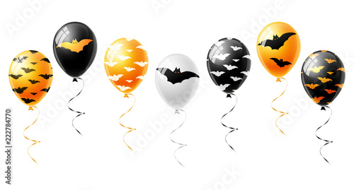Orange and black balloons set for Halloween isolated on white background vector