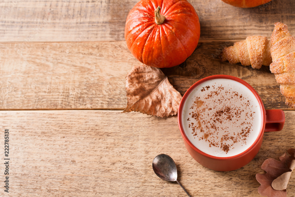 Cup of pumpkin latte, autumn fall mood Cup of pumpkin latte, autumn fall mood