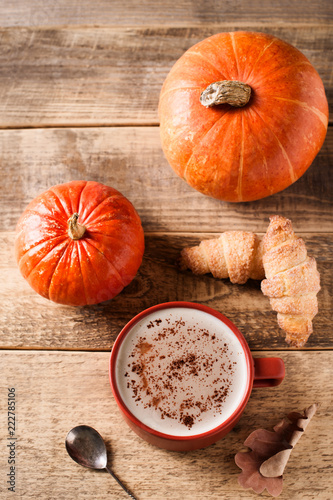 Cup of pumpkin latte, autumn fall mood