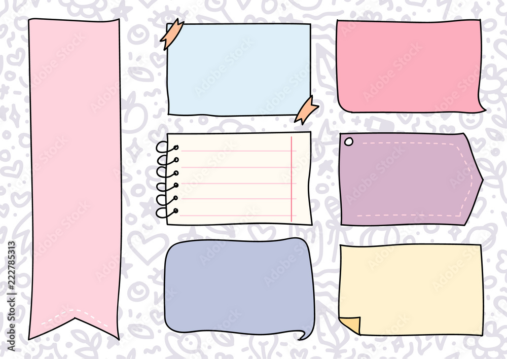 Vecteur Stock Set of Cute Hand drawn Doodle Banners and Ribbons