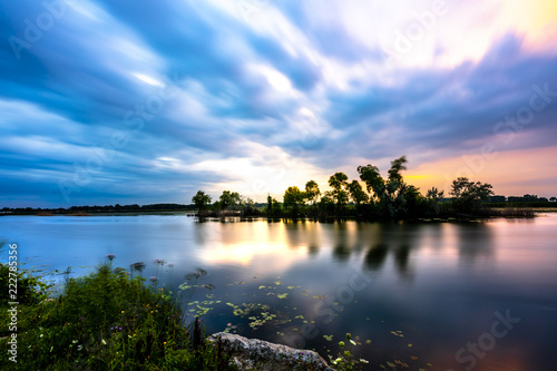 landscape with lake and clouds photo