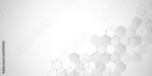 Abstract molecular structure and chemical elements. Medical, science and digital technology concept. Vector geometric background from hexagons. © berCheck