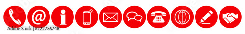 Set red contact icons sign - stock vector