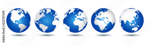 3D Globes with World Maps - vector for stock