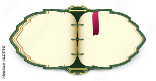 Magic elven open book with red bookmark
