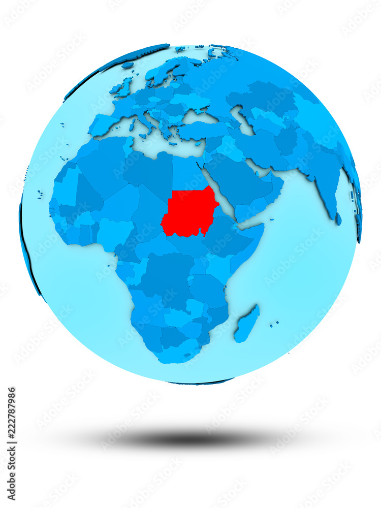 Obraz premium Sudan on blue political globe