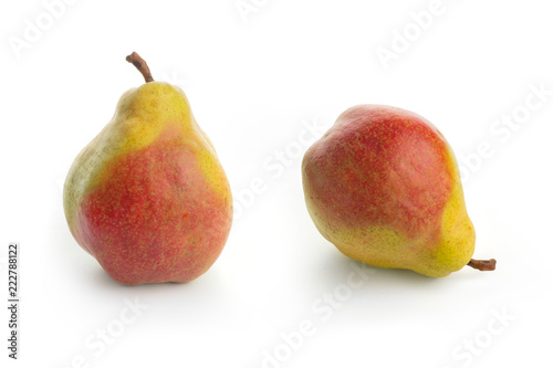 yellow ripe pear on white background