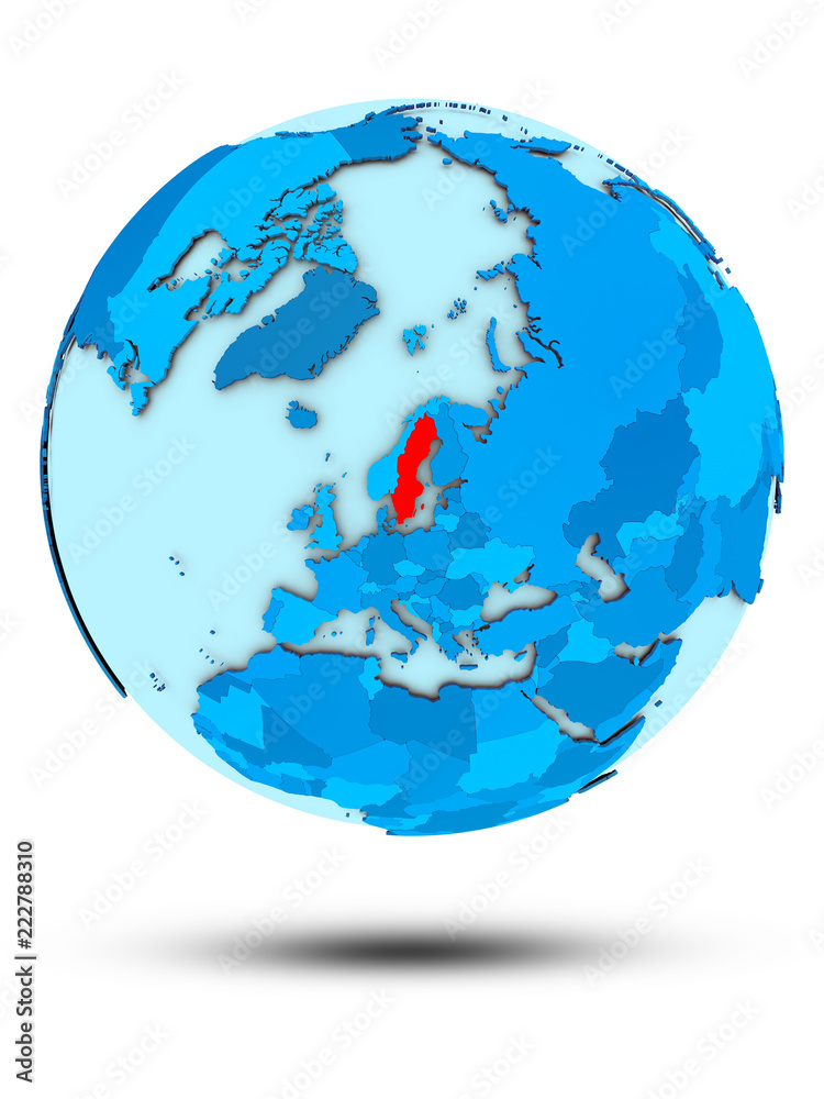 Obraz premium Sweden on blue political globe