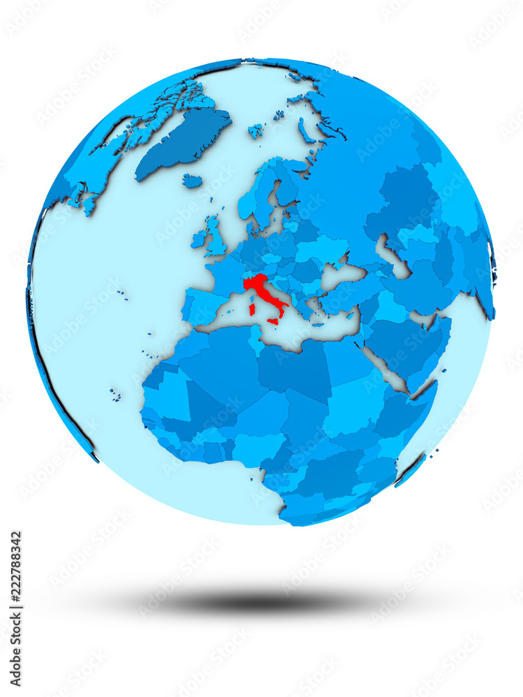 Obraz premium Italy on blue political globe