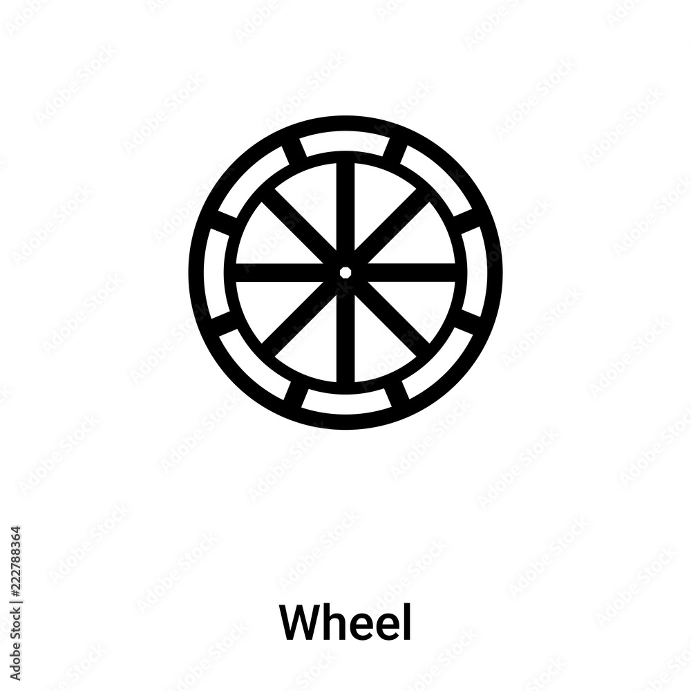Wheel icon vector isolated on white background, logo concept of Wheel sign on transparent background, black filled symbol Wheel icon vector isolated on white background, logo concept of Wheel sign on transparent background, black filled symbol